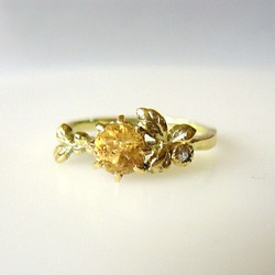 Sold インペリアルトパーズとダイヤの植物の指輪 1枚目の画像