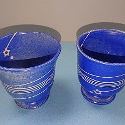 「流星」カップスター　ペアコブレット　陶器 1枚目の画像