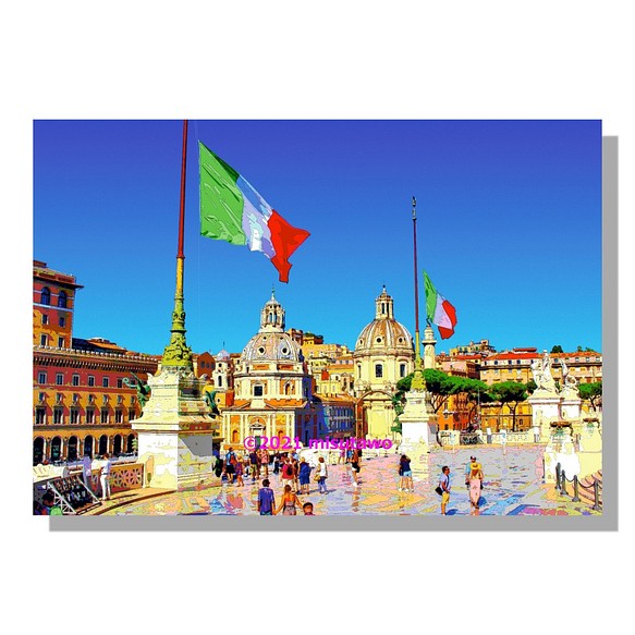 選べる3枚組ポストカード イタリア国旗とローマの風景 作品no 099 カード レター Misutawo 通販 Creema クリーマ ハンドメイド 手作り クラフト作品の販売サイト