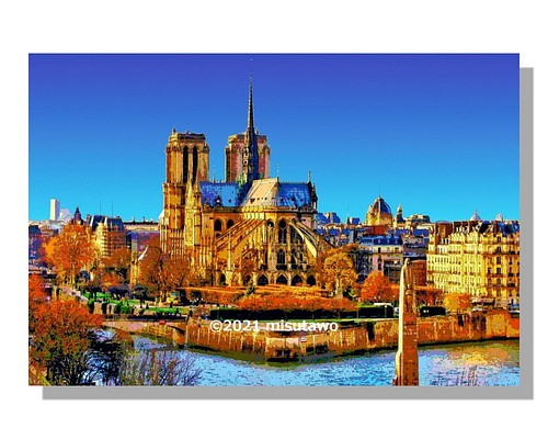選べる3枚組ポストカード】フランス パリのノートルダム大聖堂【作品No