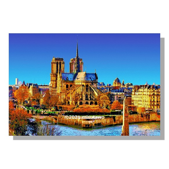 選べる3枚組ポストカード】フランス パリのノートルダム大聖堂【作品No 