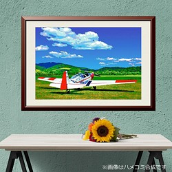 【アートポスター】草原の飛行機（作品No.239） 1枚目の画像