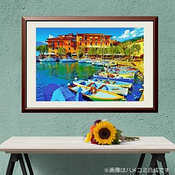【アートポスター】イタリア ガルダ湖のホテル（作品No.248） 1枚目の画像