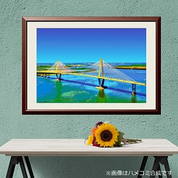 【アートポスター】アメリカ クーパー川に架かるアーサーラベネルジュニアブリッジ（作品No.273） 1枚目の画像