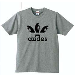【送料無料】azides アジデス ロゴ黒  おもしろ グッズ メンズ Tシャツ パロディ グレー プレゼント 1枚目の画像