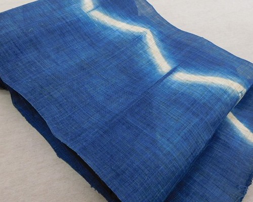 本麻藍染め絞り九寸名古屋帯 新品反物 和装小物（帯・半襟） 大沼