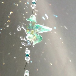 天然石シトリンの天高くのぼるユニコーン サンキャッチャー 1枚目の画像