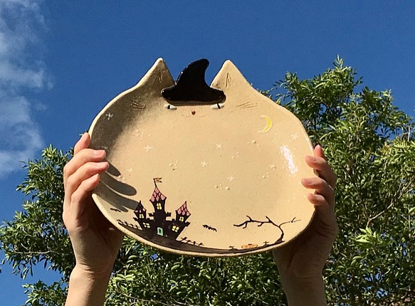 大魔王様のネコザラ（ ハロウィンNight ）特大皿　 1枚目の画像