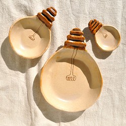 秋の福袋　裸電球のグラタン皿・ココット・豆皿　3点セット　＜耐熱・オーブン対応＞ 1枚目の画像