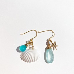 my favorite beach earrings...♡ 貝殻　ピアス　ビーチ 1枚目の画像