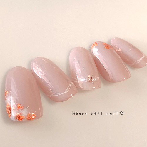 ネイルチップ モーブピンクのニュアンスフラワーネイル ネイルチップ ネイルシール Heart Bell Nail 通販 Creema クリーマ ハンドメイド 手作り クラフト作品の販売サイト