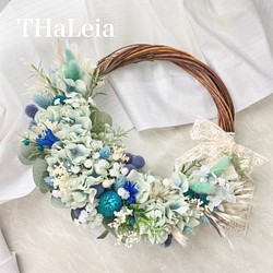 送料無料❣️【リース、ブーケ】インテリア＊結婚式｜紫陽花、かすみ草、ユーカリ 1枚目の画像