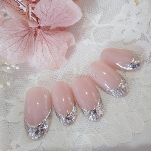 送料無料 Glass ガラスフレンチネイル ネイルチップ ネイルシール Twii Lau Nails 通販 Creema クリーマ ハンドメイド 手作り クラフト作品の販売サイト