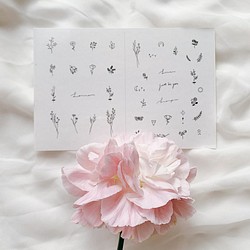 SALE 繊細なお花の韓国風タトゥーシール Small Flowers / 花と文字と英語と薔薇 1枚目の画像