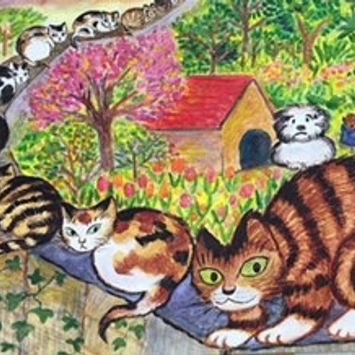 ロードムービーみたいな旅をしよう」 F10号 #絵画 #ねこ #猫 #ビートル