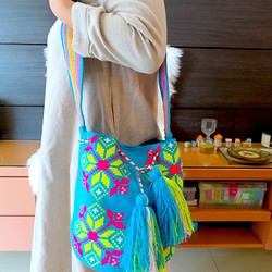 コロンビア産 ワユーバッグ ショルダー 刺繍 wayuu 民族 ボヘミアン 洗濯可能です レディース 女性用 1枚目の画像