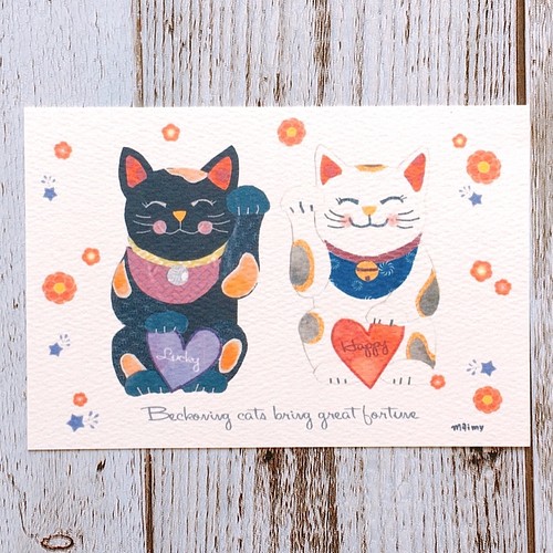 招き猫】ポストカード3枚組 ポストカード maimy-sketchbook 通販