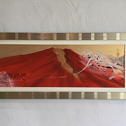 お店や会社におすすめ☆モダンに飾れる手描きの吉祥画 「飛龍赤富士」 1枚目の画像