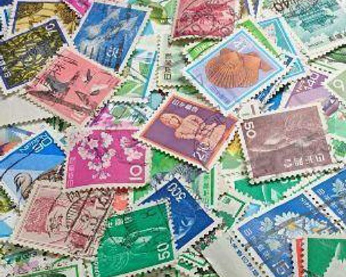 【日本普通切手オフペーパー（使用済）】Ｎ001　100グラム(約2500枚）昭和27年（1952年）以降、平成も含む