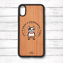 【可刻名字】法國鬥牛犬Pide（徽章）減震型木質iPhone手機殼 第1張的照片