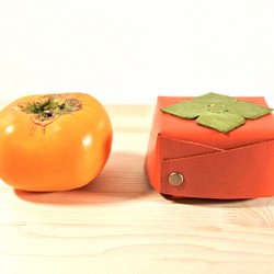 【改良版】柿のボンボニエール/蓋付き小物入れ　本革製 1枚目の画像