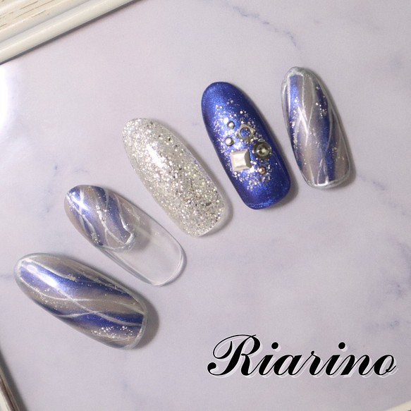 青 シルバーネイル 小物 ファッション雑貨 Riarino Nail 通販 Creema クリーマ ハンドメイド 手作り クラフト作品の販売サイト