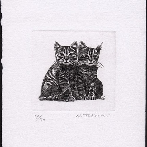 二匹の子猫 / 銅版画 (作品のみ)