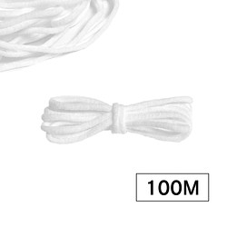 【100m】ロコンの手作り工房 日本製 マスクゴム 専用紐 ヒモ 耳が痛くなりにくい 白 004：ホワイト 1枚目の画像