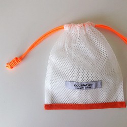 pouch-B/W《【orange】》中身が透けてかわいい巾着　オレンジ　ポーチ 1枚目の画像