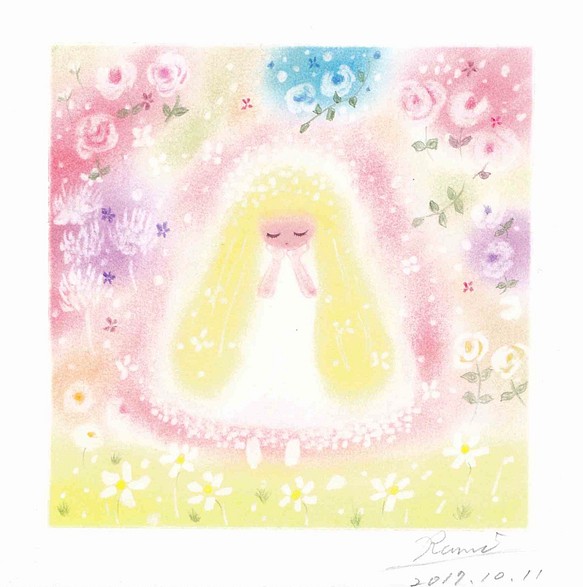 オーダーメイド 天使の絵画 ゆるかわ天使さん メッセージ付き 絵画 Rumity 通販 Creema クリーマ ハンドメイド 手作り クラフト作品の販売サイト