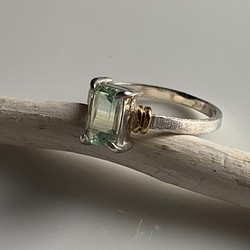 ライムグリーン フローライトの silver&K18goldリング 指輪・リング SH