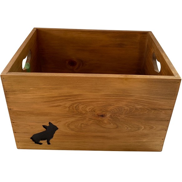 木箱　ウッドボックス　犬型シルエット　アンティークブラウン　送料無料　m201004-9 1枚目の画像