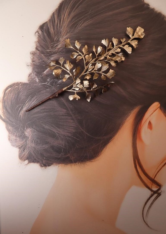 シルバーリーフ　ヘッドドレス　髪飾り　和装ヘア　ドレスヘア 1枚目の画像