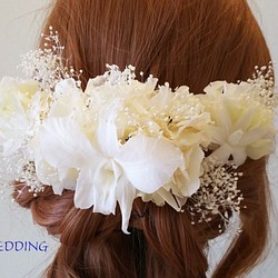 純白の花嫁♡蘭とジャスミンのホワイトヘットドレス　髪飾り　プリザーブドフラワー　ウェディング　 1枚目の画像
