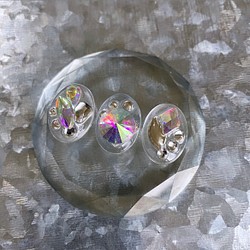 玻璃橢圓形 3way 細微差別水晶耳環 ③ 第1張的照片