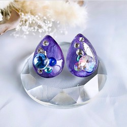 glass drop grape silver Earrings 1枚目の画像
