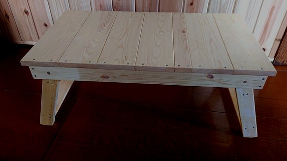 折りたたみテーブル　木製　シンプル　　キャンプ　アウトドア 　ローテーブル（受注製作） 1枚目の画像