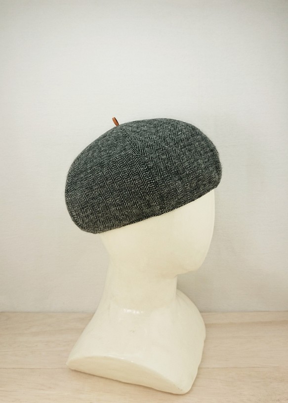 Tweed herringbone beret   black×gray 1枚目の画像