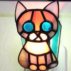 ステンドグラス＊猫のおやすみランプ 1枚目の画像