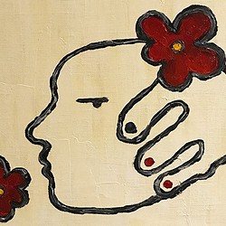 油絵 F3サイズ 原画 「flora」 oilpainting キャンバス シンプル お花 ユニーク インテリア 1枚目の画像