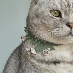 Zemoneni Pets  3D flower collection 朝顔 牛革ペットカラー 猫の首輪 犬の首輪 1枚目の画像