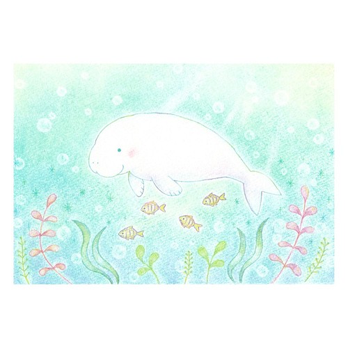 ジュゴンと小さなおともだち 選べるイラストポストカード3枚組セット No 6 イラスト うめ 通販 Creema クリーマ ハンドメイド 手作り クラフト作品の販売サイト