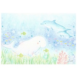 ジュゴンとイルカとお魚たち 選べるイラストポストカード3枚組セット No 15 イラスト うめ 通販 Creema クリーマ ハンドメイド 手作り クラフト作品の販売サイト