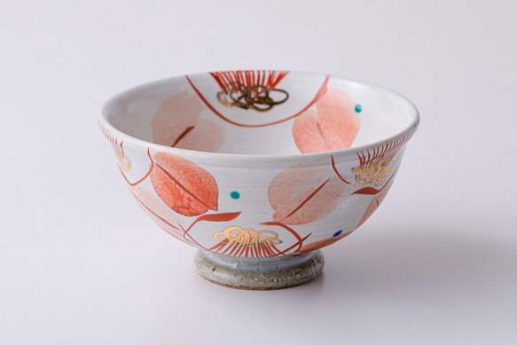 ご飯茶碗　赤絵椿 1枚目の画像
