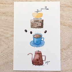 3枚セット Coffee 北欧水彩画イラストポストカード 北欧インテリア コーヒー 珈琲 カード レター Marron125 通販 Creema クリーマ ハンドメイド 手作り クラフト作品の販売サイト