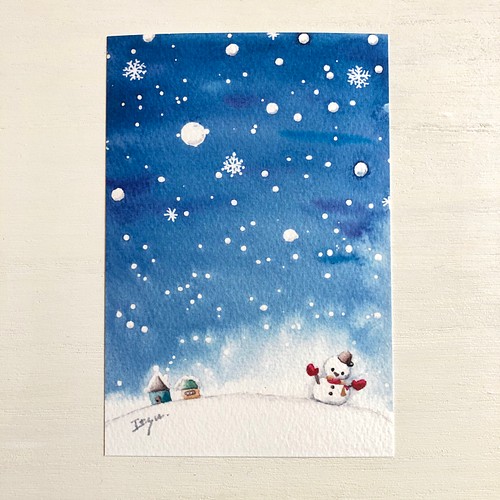 3枚セット 雪空 水彩画イラストポストカード クリスマス クリスマスカード 年賀状 寒中見舞い カード レター Marron125 通販 Creema クリーマ ハンドメイド 手作り クラフト作品の販売サイト