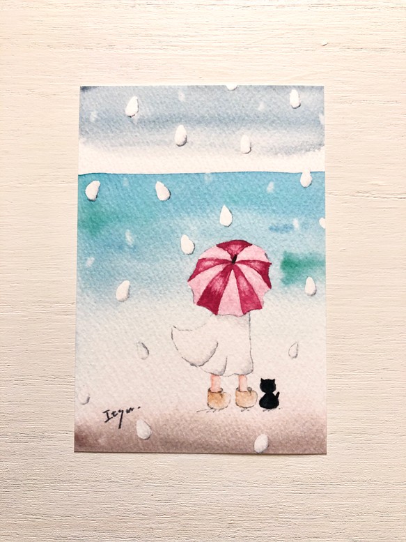 3枚セット 海を見ていた雨の日 水彩画イラストポストカード メッセージカード バースデーカード 父の日 母の日 猫 ネコ カード レター Marron125 通販 Creema クリーマ ハンドメイド 手作り クラフト作品の販売サイト