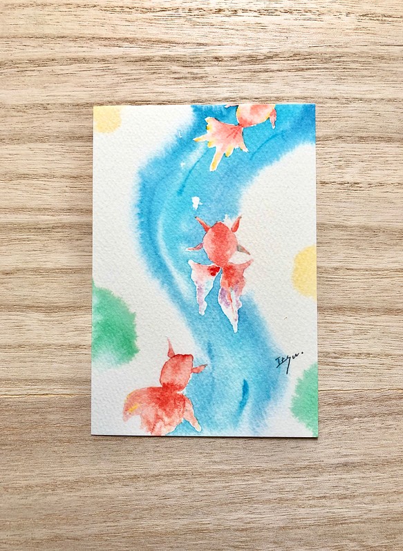 3枚セット 涼やかな金魚たち 水彩画イラストポストカード メッセージカード 暑中見舞い 縁起物 夏 魚 カード レター Marron125 通販 Creema クリーマ ハンドメイド 手作り クラフト作品の販売サイト