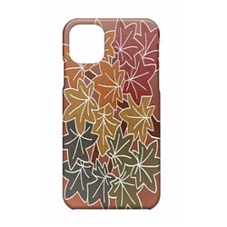 茶色　アートなスマホケース　iPhoneケース　手描きデザイン　選べるカラー　ブラウン　楓柄　葉っぱ柄 1枚目の画像