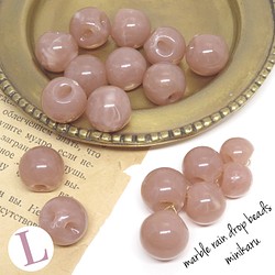 large(12pcs)pink beige marble raindrop beads 1枚目の画像
